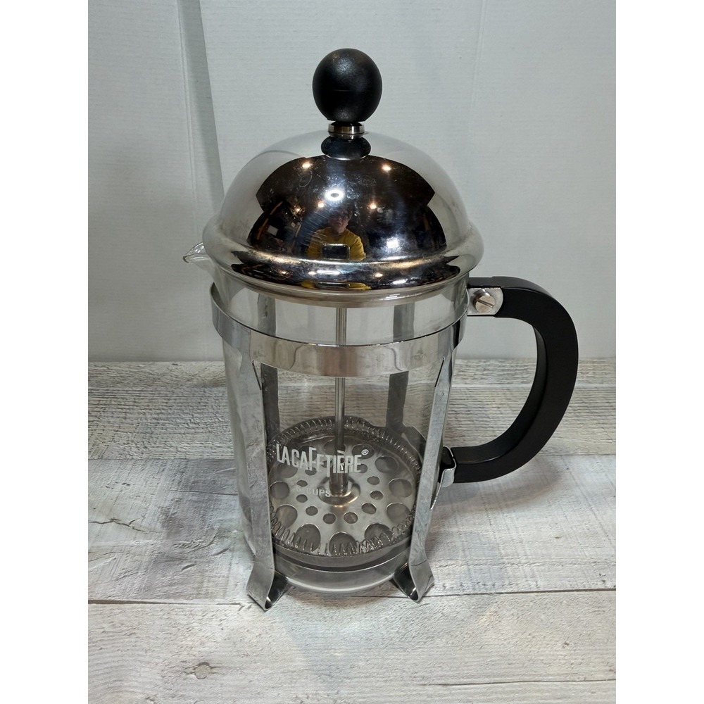 La Cafetiere 6 Cup French Press Coffee Maker Glass Stainless Steel Black